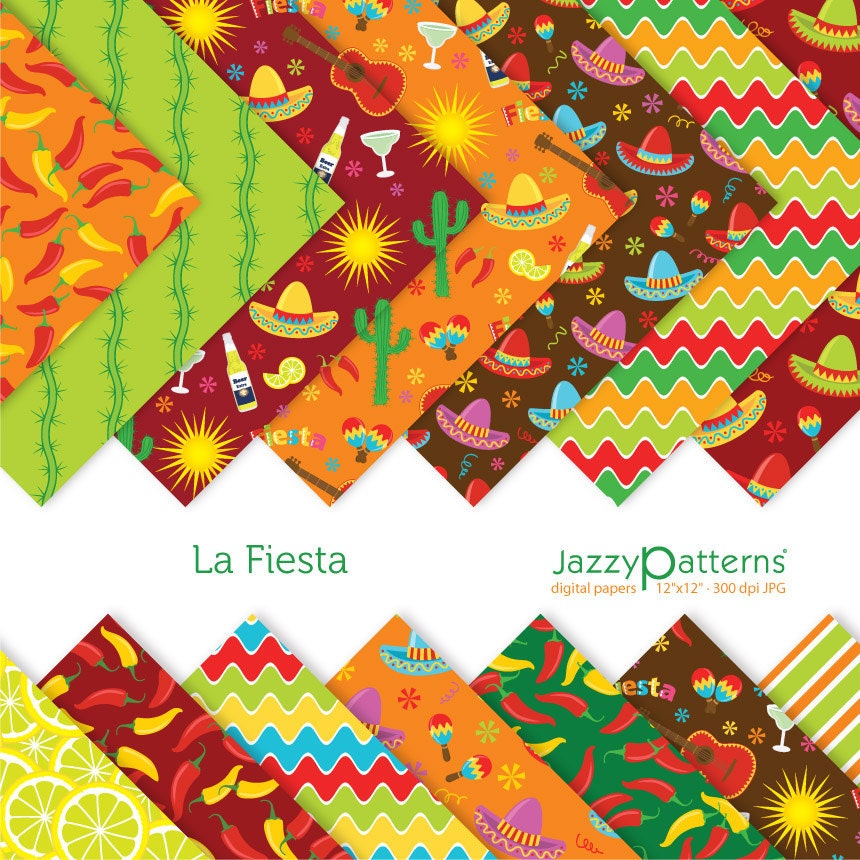 Fiesta digital scrapbooking paper pack La Fiesta DP082 instant download