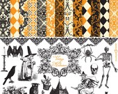 Vintage Halloween clipart and digital paper pack (DK014)