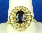 Vintage 14kt Gold, Diamond, and Sapphire Cocktail Ring