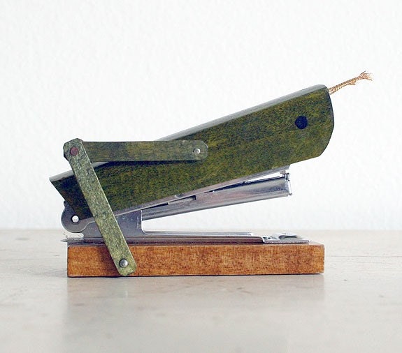 Vintage Wooden Stapler - Grasshopper