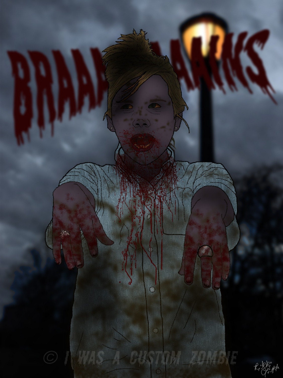 Custom Zombie Portrait Digital Zombie Picture