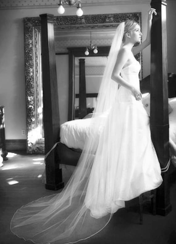 Wedding veil - Chapel length bridal veil - 90 inches long with a beautiful pencil edge