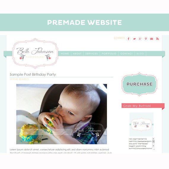 PREMADE Photography Logo Design and Website