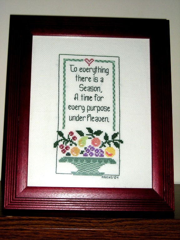 A Season under Heaven - Inspirational Quotes Framed Wall Art Handmade Cross-stitch