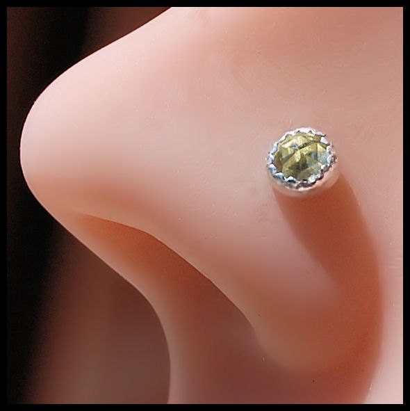 Lemon Quartz Rose Cut Nose Stud 4mm - CUSTOMIZE