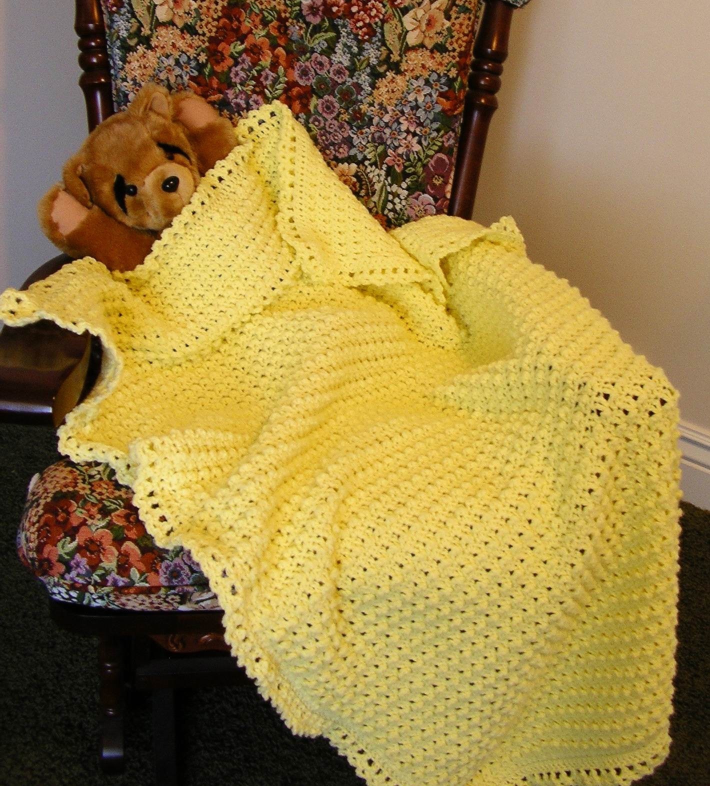 Soft Lemon Yellow-Crochet Baby Afghan
