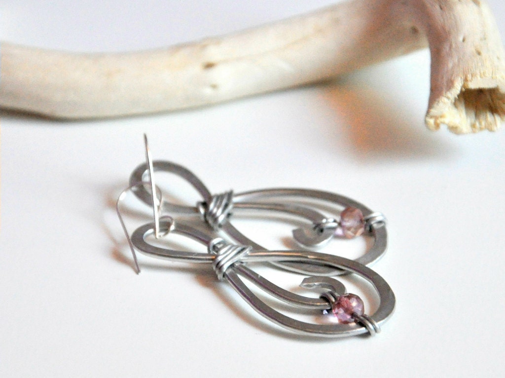 Something Pink Alumium Earrings - Czech glass and aluminium