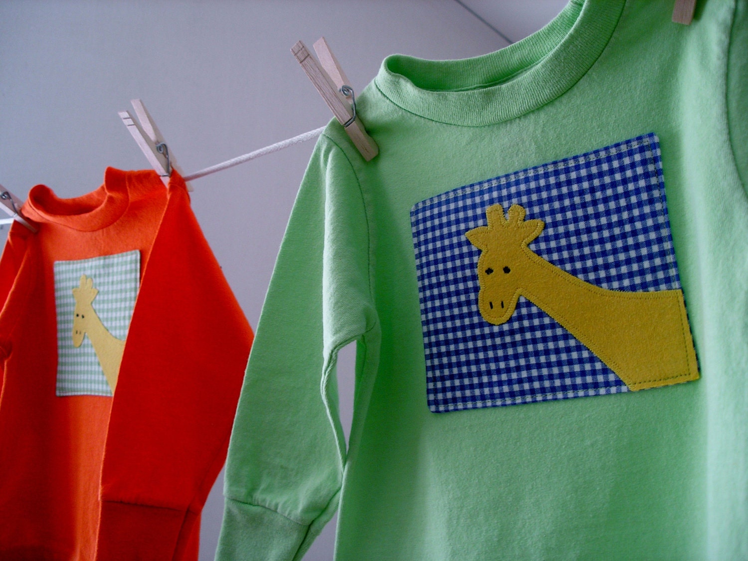 Kiwi Green Shirt with Giraffe Applique
