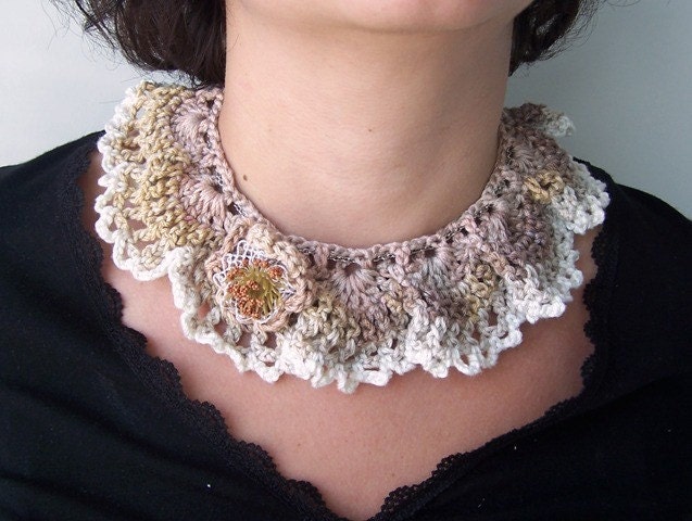 Collar Necklace - Crochet Necklace Spring Fashion Accessories Mother's Day Peter Pan Collar Crochet Brooch,Bamboo Necklace, Bamboo Brooch