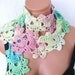 Crochet Womens Scarf- Seashell Scarf in Cream pink blue green - Inspired Turkish Lace- Cotton- crochet Lariat- Summer Scarf