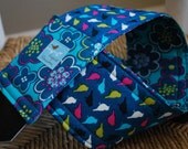 Camera Strap Teal Birds and Flowers Reversible Lens Cap Pocket