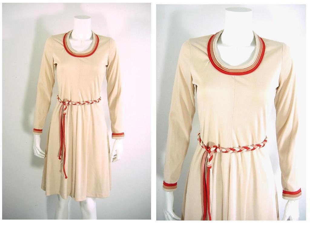 1970s Vintage Autumn Boho Dress Braid Belt - Small