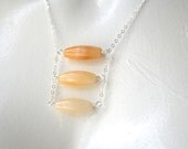 Ombre Yellow Jade and Sterling Silver Chain Necklace