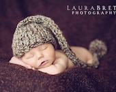 Chunky Multicolored Stocking Cap with Giant Pom Pom - newborn photo prop