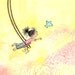 Brunette Girl on Swing and Bluebird - The GIRL Who COULD FLY - 5x7 Art Print Children