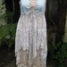 shabby chic..  tunic dress..ice blues, mermaid, Vintage Kitty.. antique lace and roses.. beach wedding.. LARGE - XL