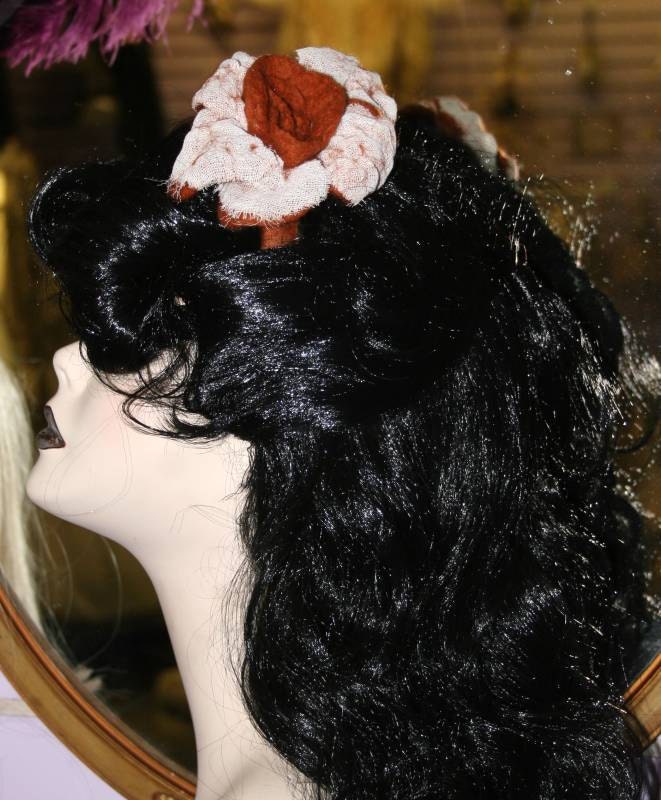 Nuno Felted Flower Headband - Sienna & White - Recylced - Eco Friendly - Hippie Gypsy Fairy Fun Funky Divine