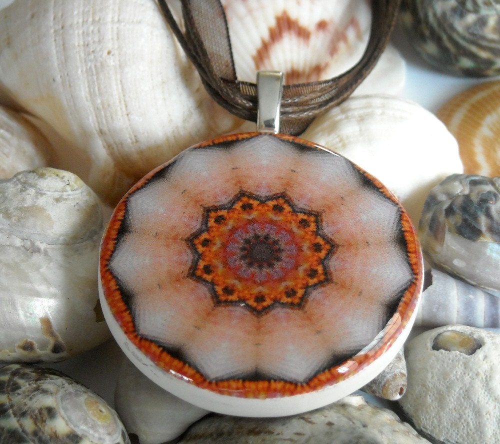 Kaleidoscope Polymer Clay Necklace Seashells