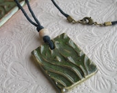 Green Grass Ceramic Pendant Necklace