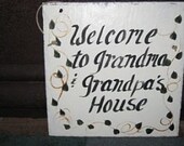 Grandpa Sign Grandma welcome painted slate fathers day