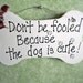 cute dog sign painted wood