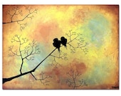 Happy Love Birds - 10 x 8, Modern Contemporary Abstract Art FINE ART PRINT by Shanna