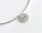 Bangle Sterling Silver with Dove Stamped Charm