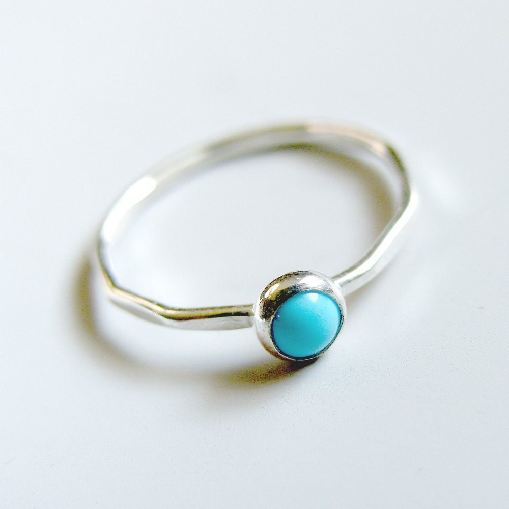 Turquoise Ring Sterling Silver Stacking Ring Bezel Set