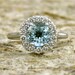 Classic Halo-Style Aquamarine & Diamond Engagement Ring in 14K White Gold