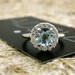Classic Halo-Style Aquamarine & Diamond Engagement Ring in 14K White Gold