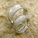Personalized Pair of Concave Finger Print Wedding or Anniversary Rings in 14K White Gold Matte Size 11/8mm 5/5.5mm