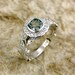 Vintage Style Square Cushion Cut Light Green Sapphire Leaf & Vine Engagement Ring in 14K White Gold with Diamonds - Other Colors Available