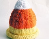 Baby Candy Corn Hat, Halloween Photo Prop, Yellow Orange White Vegan Yarn, Custom Size
