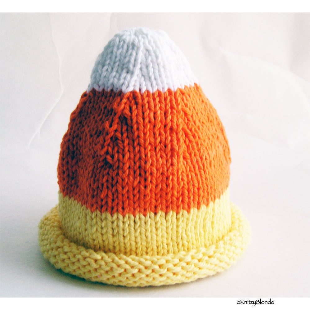 Baby Candy Corn Hat, Halloween Photo Prop, Yellow Orange White Vegan Yarn, Custom Size