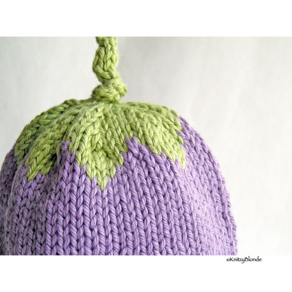Lilac Berry Baby Hat, Photo Prop, Newborn Size, Cotton Acrylic Yarn, Washable, Lilac Purple Mint Green