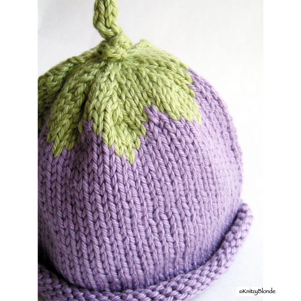 Lilac Berry Baby Hat, Photo Prop, Newborn Size, Cotton Acrylic Yarn, Washable, Lilac Purple Mint Green