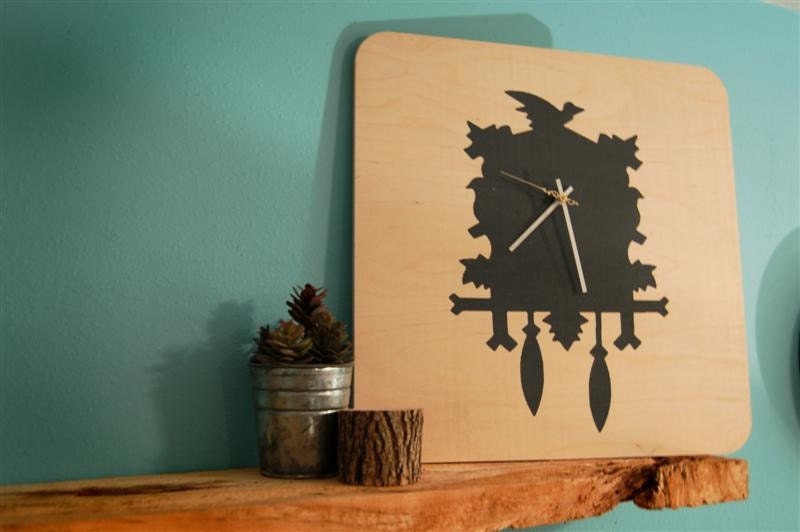 Cuckoo Silhouette Clock Grey