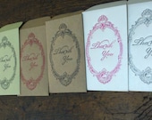 25 Mini Thank You Note Envelope Letterpress - choice of color
