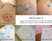SALE - Thank You Notes and Postcards - PICK ANY 3