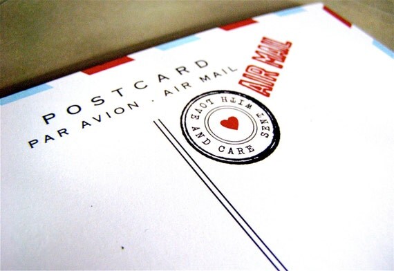 10 Red White and Blue Air Mail Postcards