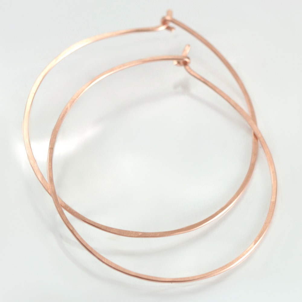 14k Rose Gold Fill Hoop Earrings, 2 inch Large Size, Pink Gold