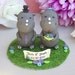 Custom Rhino wedding cake topper with base and personalized banner