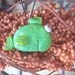 Funny smiling green fish - little hanging sculpture, home or office decoration