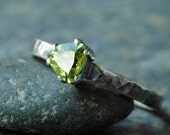Peridot Trillian Ring, Triangle Cut Peridot Sterling Silver Ring - DalkullanJewelry