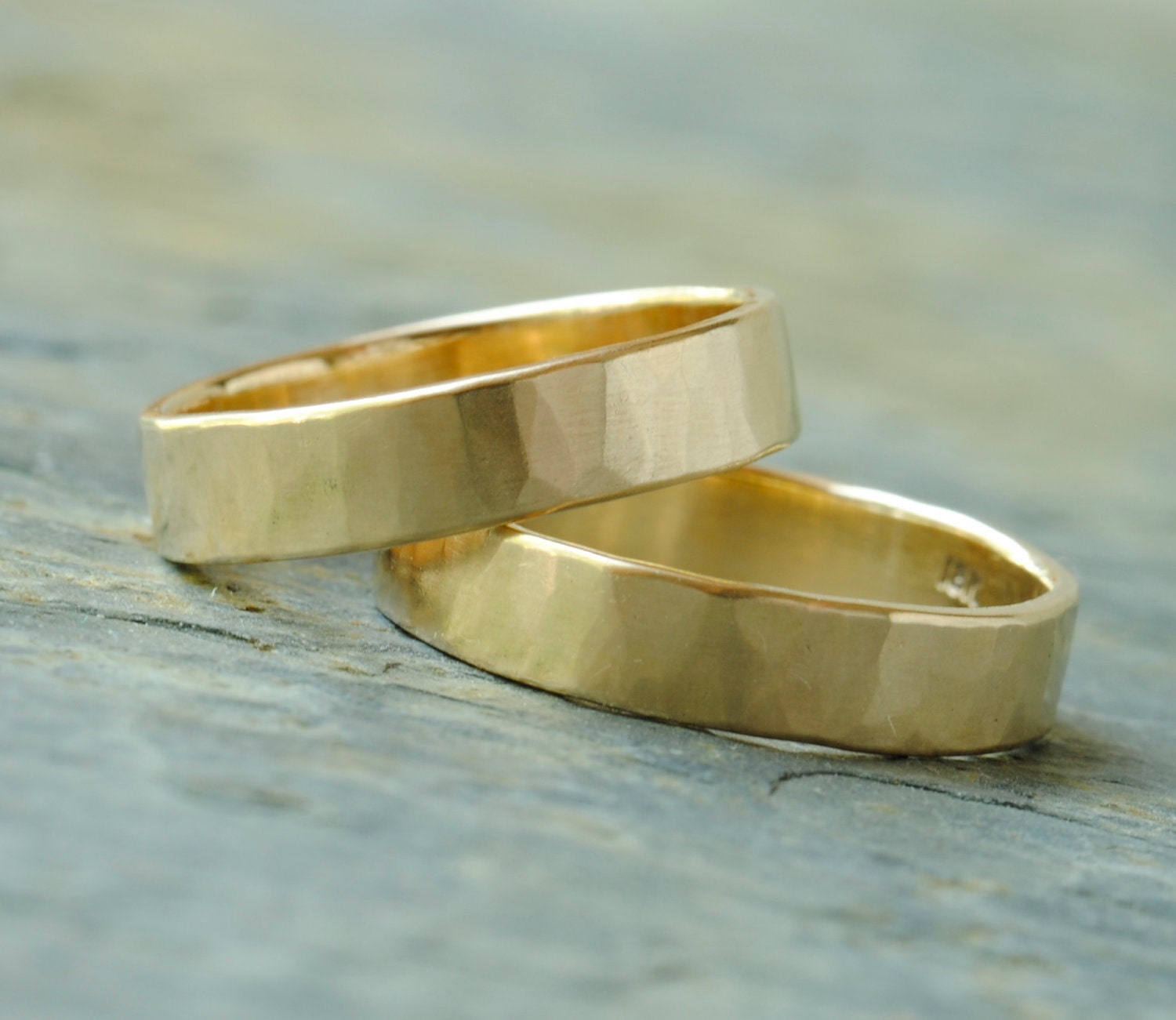 Solid 18k Gold Matching Wedding Bands Set, 4mm wide, Recycled
Gold, Wedding Rings by DalkullanJewelry