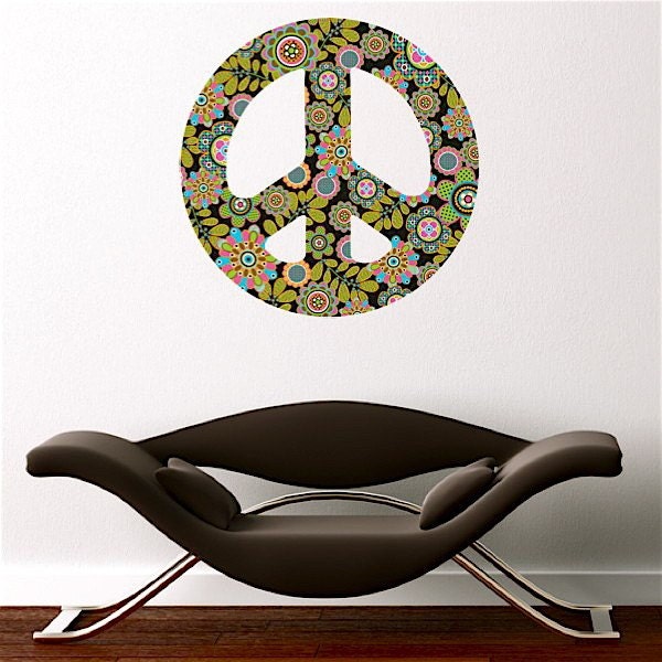 Peace Sign Black Brights Repositionable Wall Decals