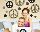 Peace Sign Wall Decals Black Brights Multi Repositionable