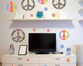 Peace Sign Wall Decals in Rainbow Colors (Repositionable)