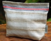 Vintage Linen Lunch -Storage-Bag  with Blue and Red Stripes