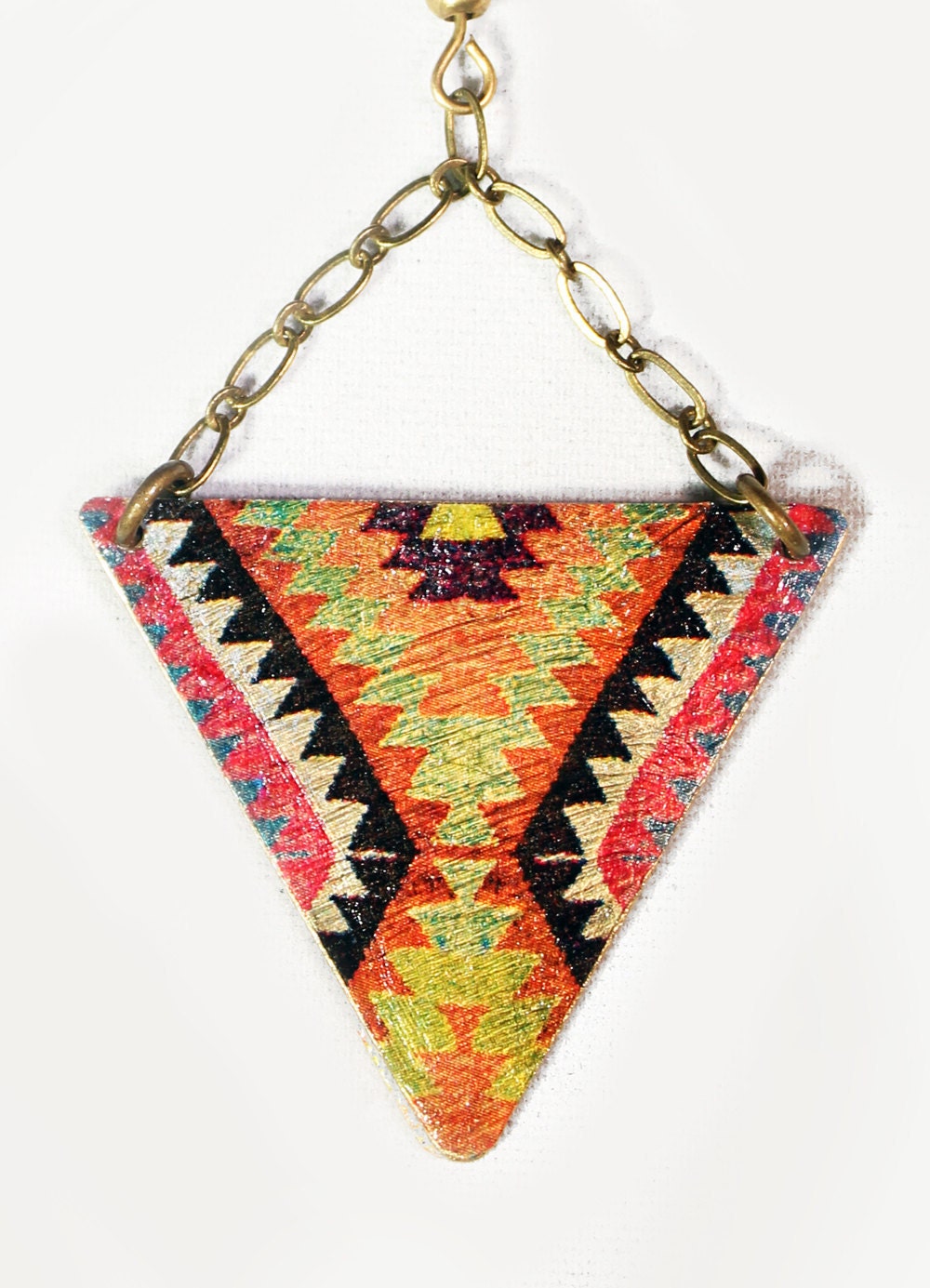 Navajo Printed Brass Drop Earrings